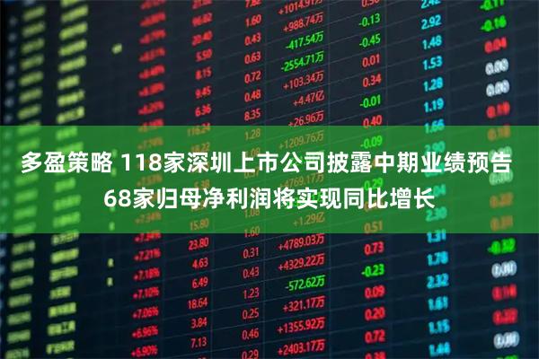 多盈策略 118家深圳上市公司披露中期业绩预告 68家归母净利润将实现同比增长