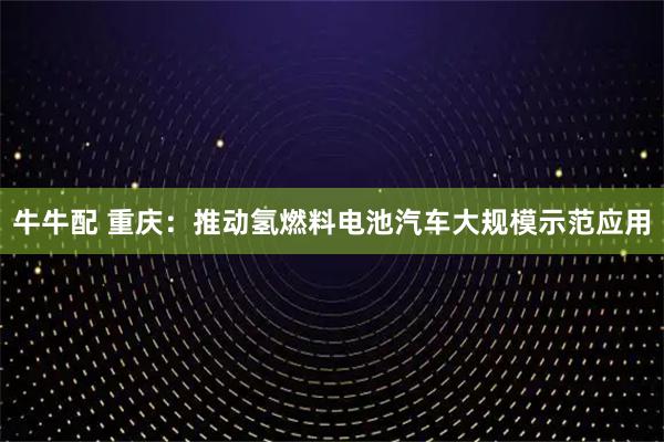 牛牛配 重庆：推动氢燃料电池汽车大规模示范应用