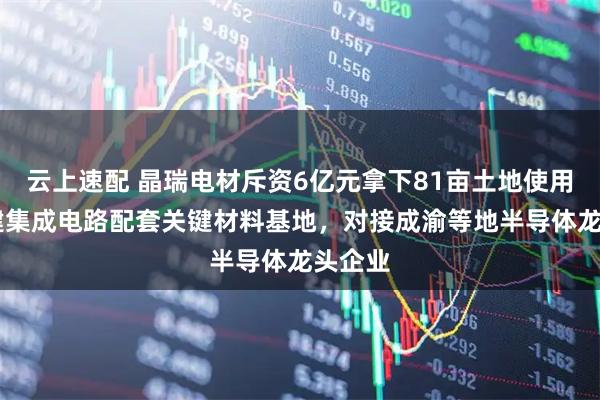 云上速配 晶瑞电材斥资6亿元拿下81亩土地使用权 拟建集成电路配套关键材料基地，对接成渝等地半导体龙头企业